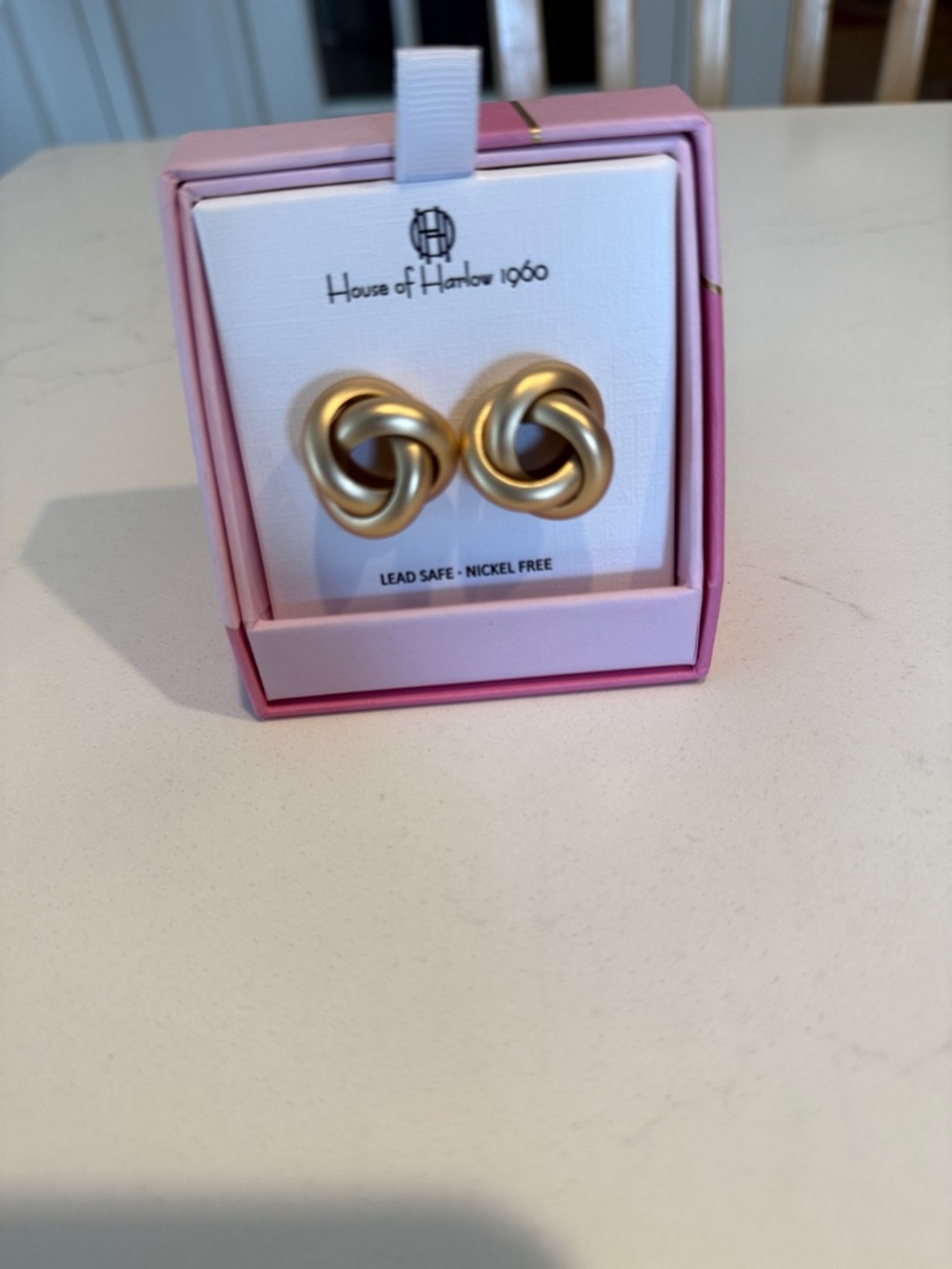 House of Harlow 1960 Satin Gold Twist Knot Stud Earrings